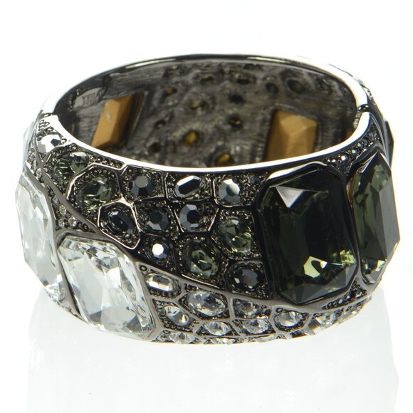 Kenneth Jay Lane KJL Gunmetal Twisted Crystal Cuff Bracelet - Picture 3 of 10